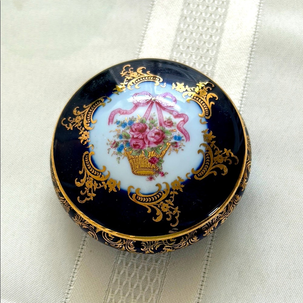 Vintage Limoges Castel Floral Basket Decorative Box